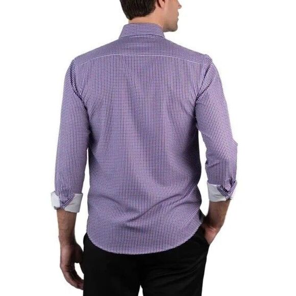 Nautica Mens XL 17-17.5 36/37 Shirt Purple Performance Slim Fit Dress Button New - Picture 8 of 10